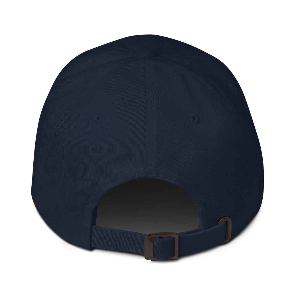 Navy blue cap on a white background (back).