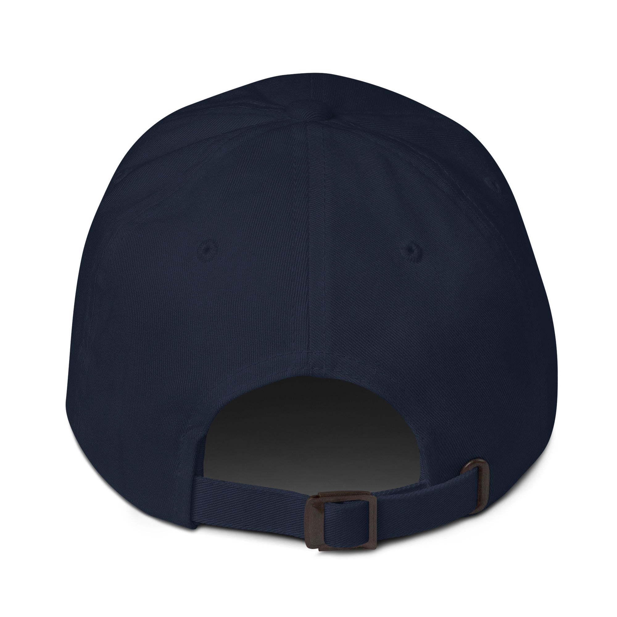 Navy blue cap on a white background (back).