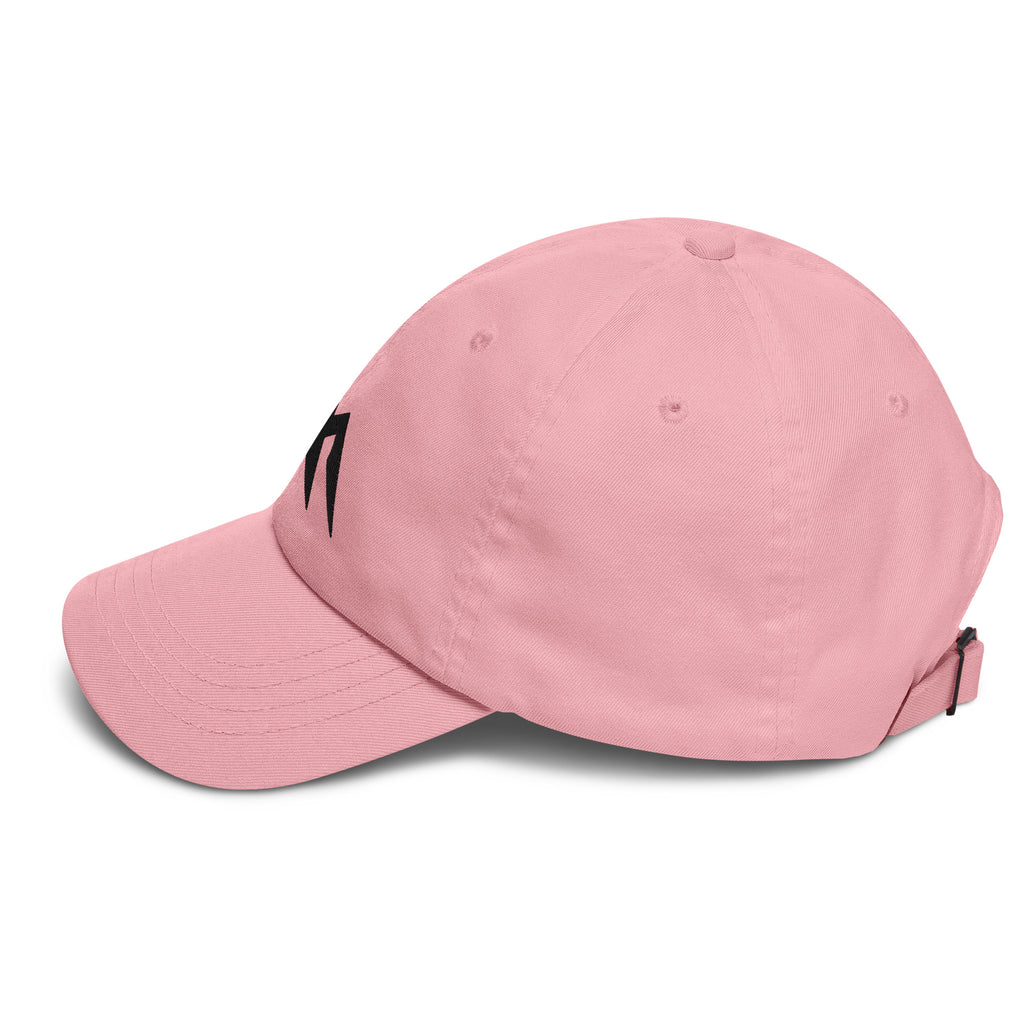 Pink cap on a white background (left).