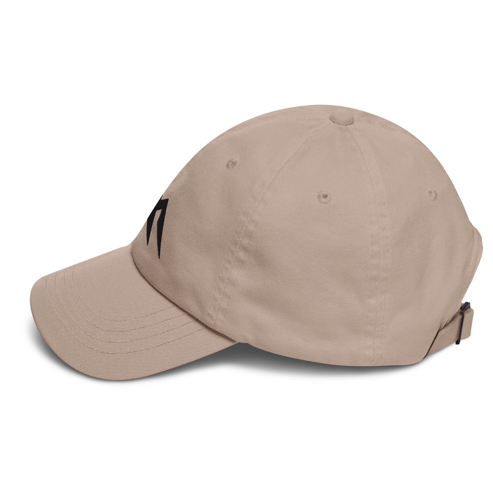 Beige cap on a white background (left).