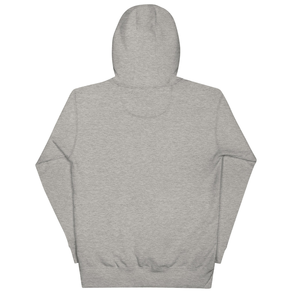 Premium cotton Gray hoodie on a white background (back)