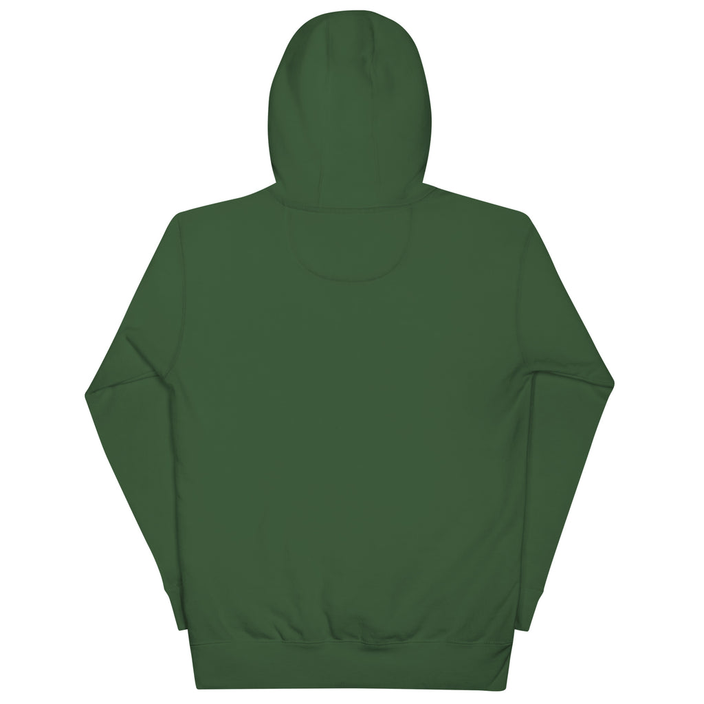 Premium cotton Green hoodie on a white background (back). 