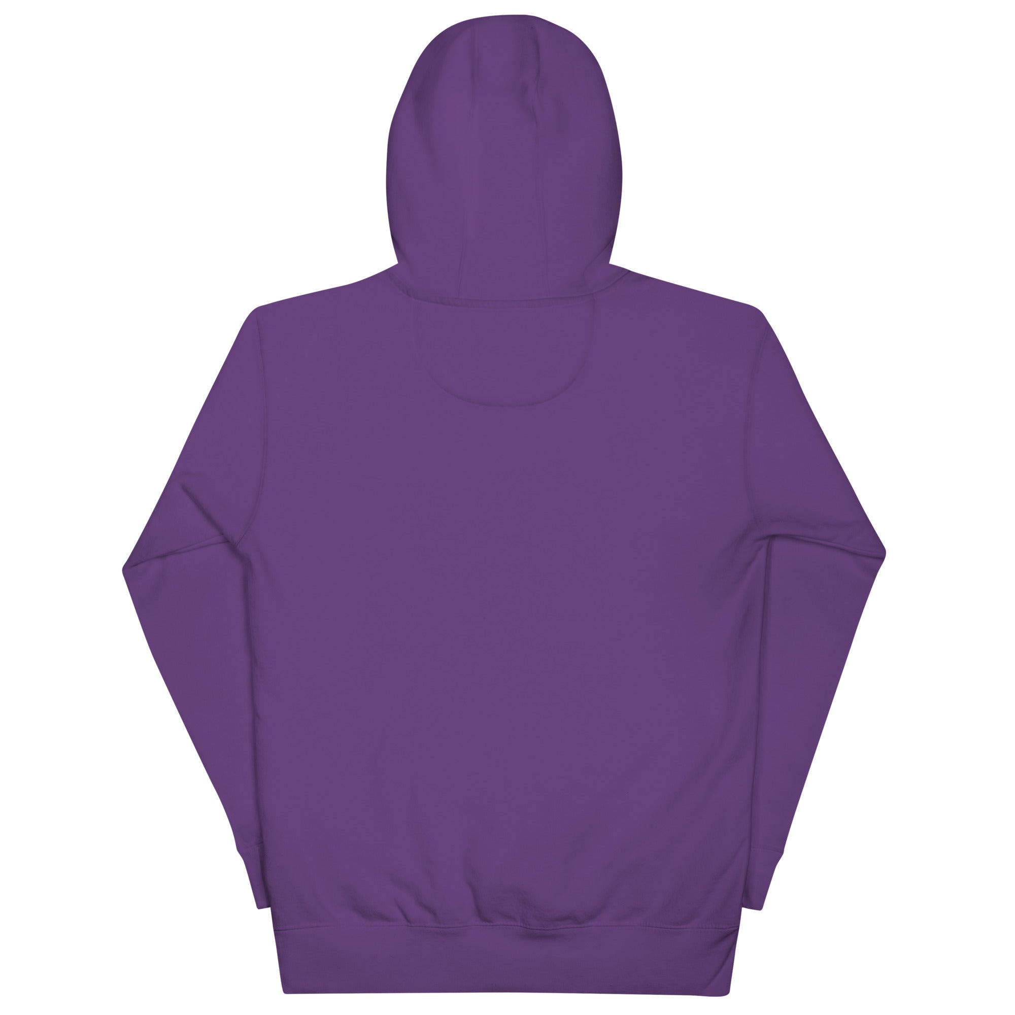 Premium cotton Purple hoodie on a white background (back).