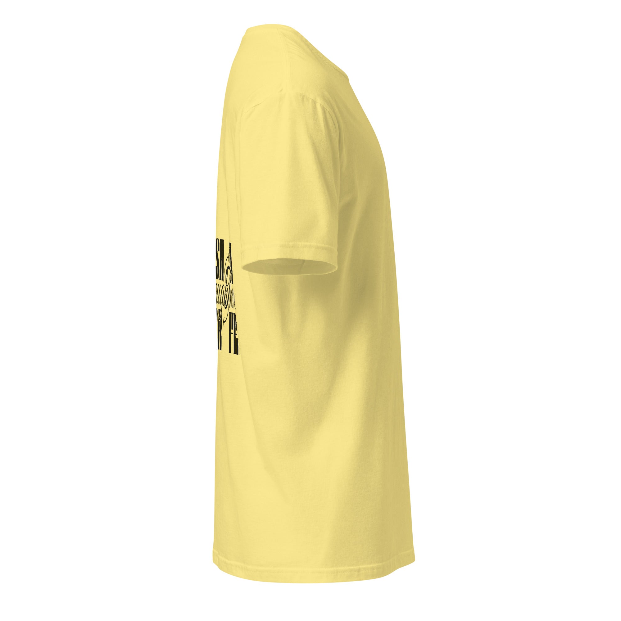 Yellow t-shirt on a white background (right).