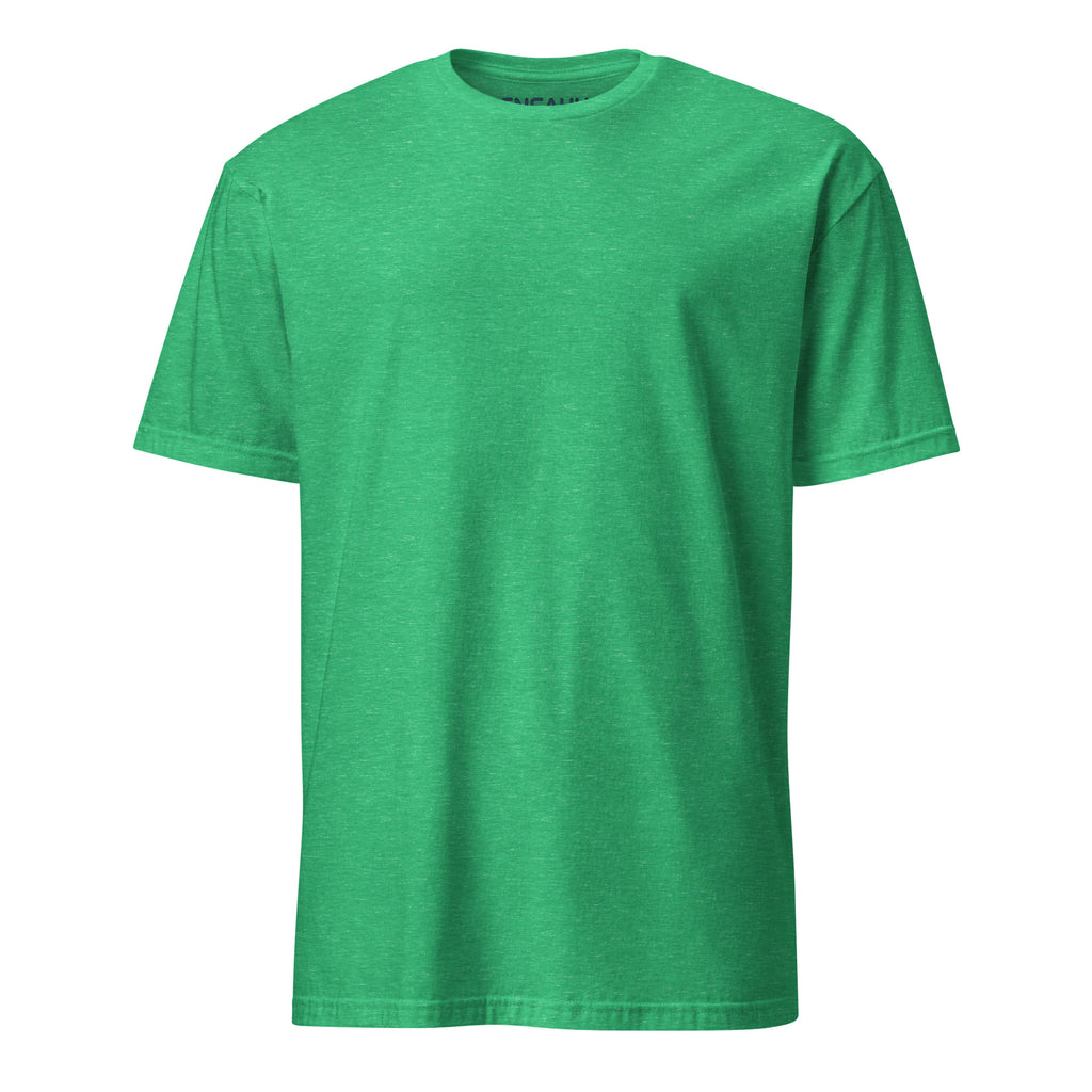 Green soft-style t-shirt on a white background (front).