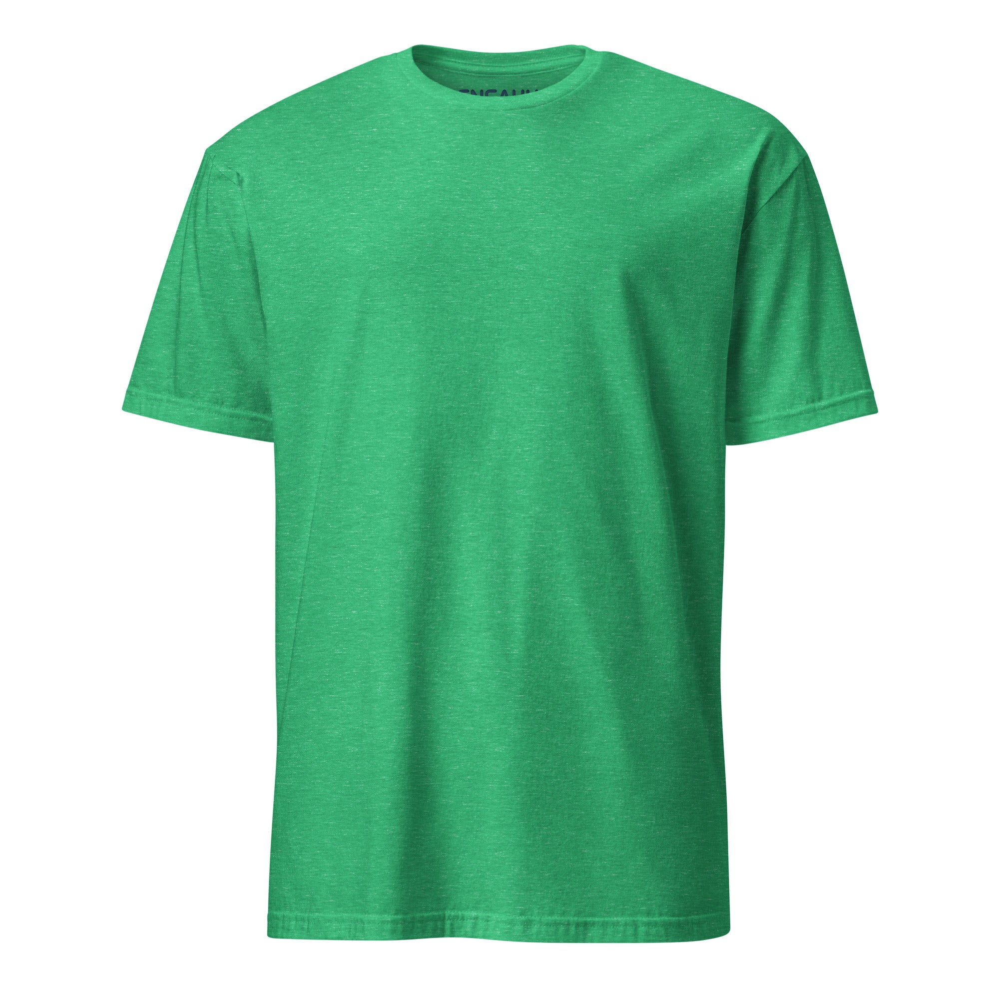 Green soft-style t-shirt on a white background (front).