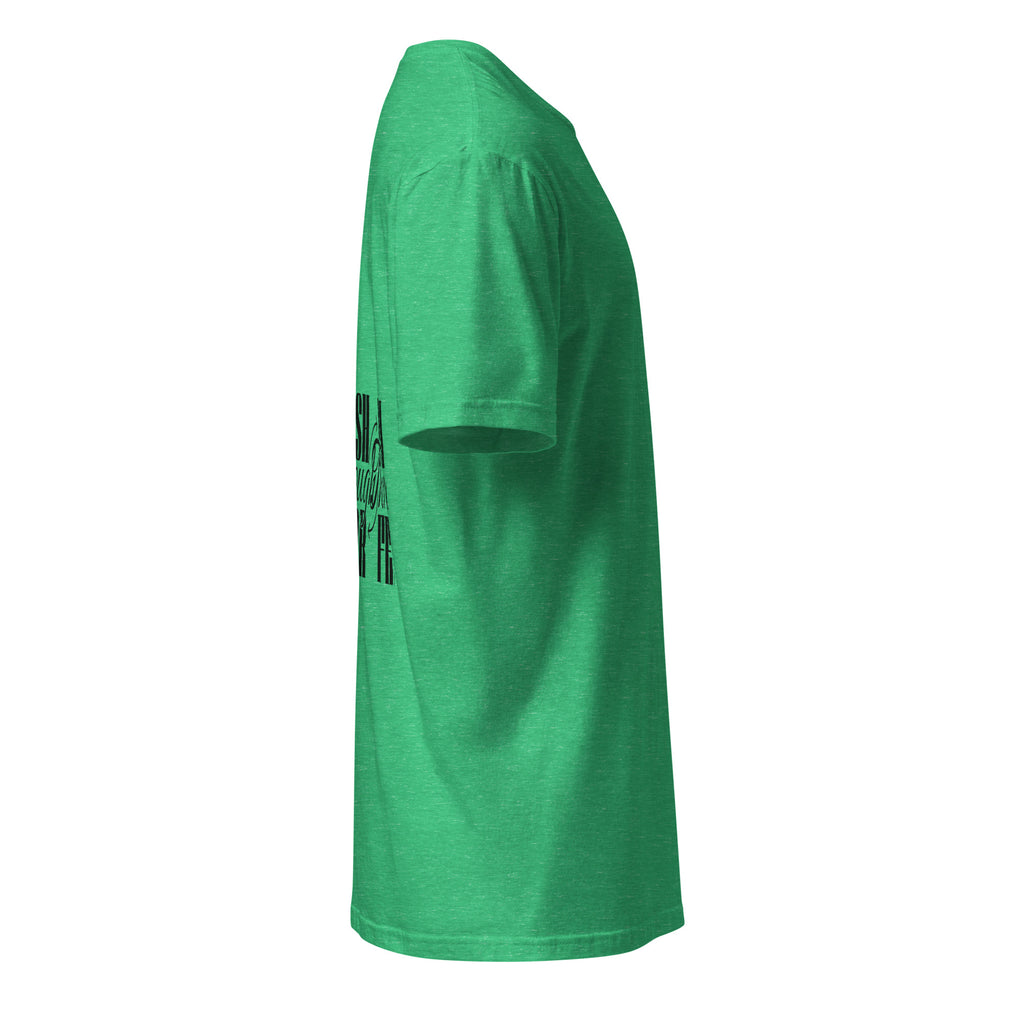 Green t-shirt on a white background (right).