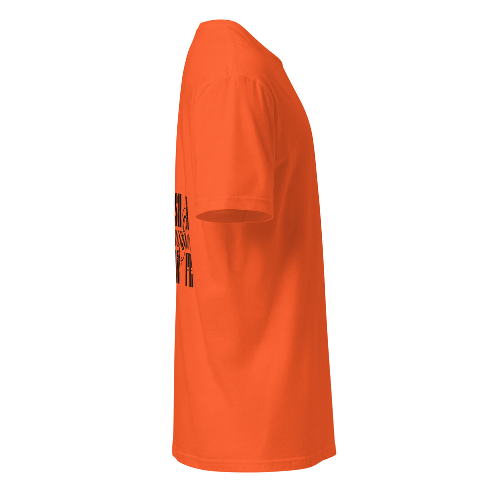 Orange t-shirt on a white background (right).