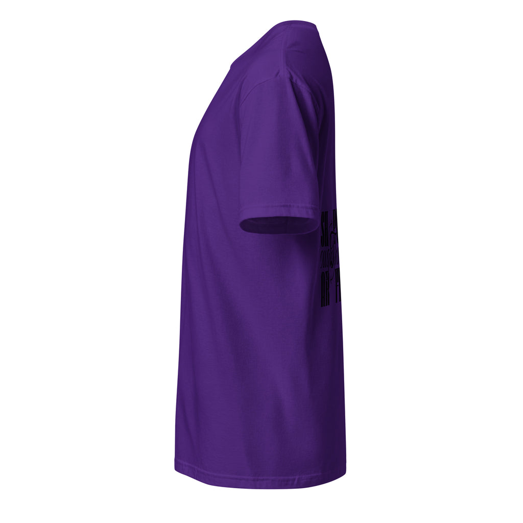 Purple t-shirt on a white background (left).