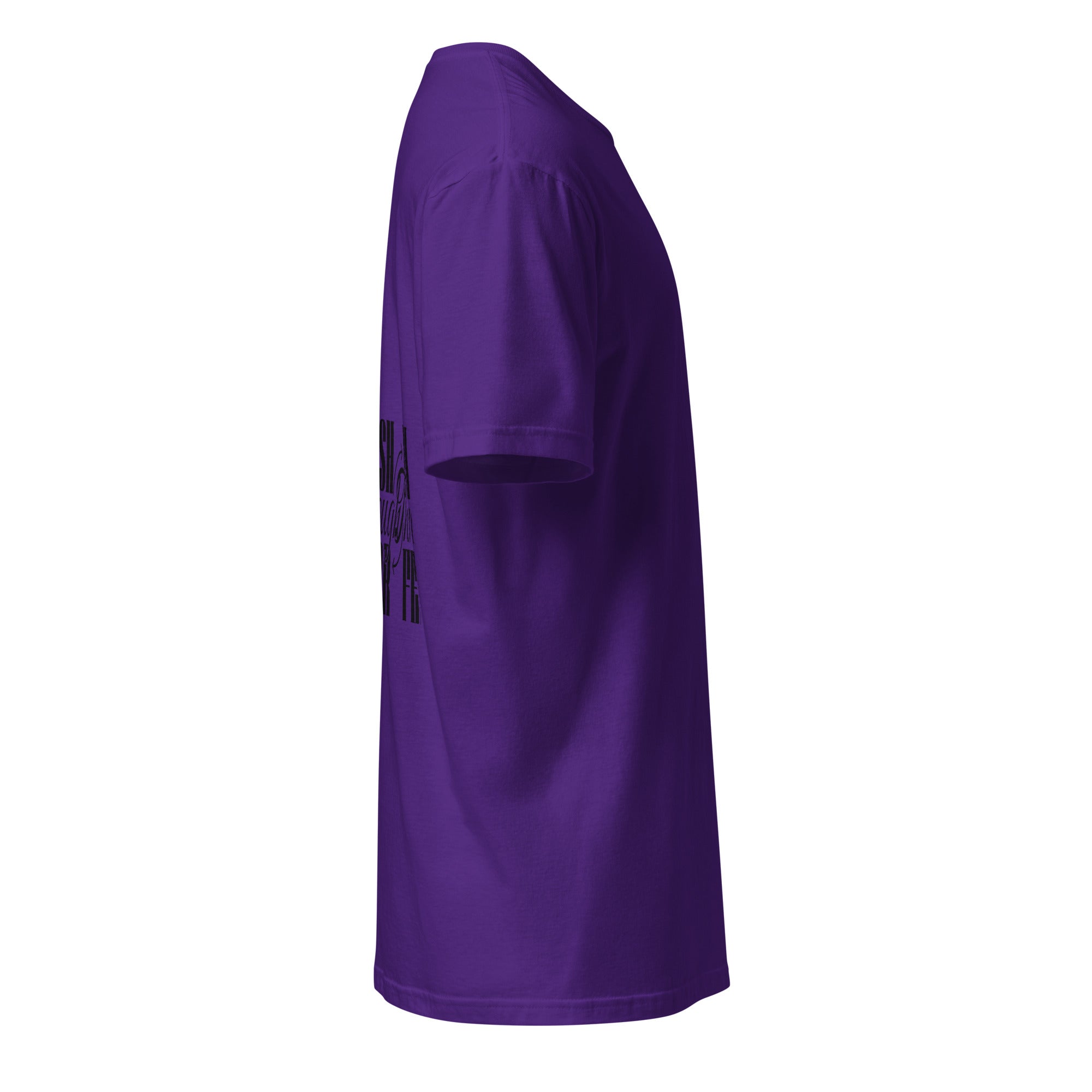 Purple t-shirt on a white background (right).