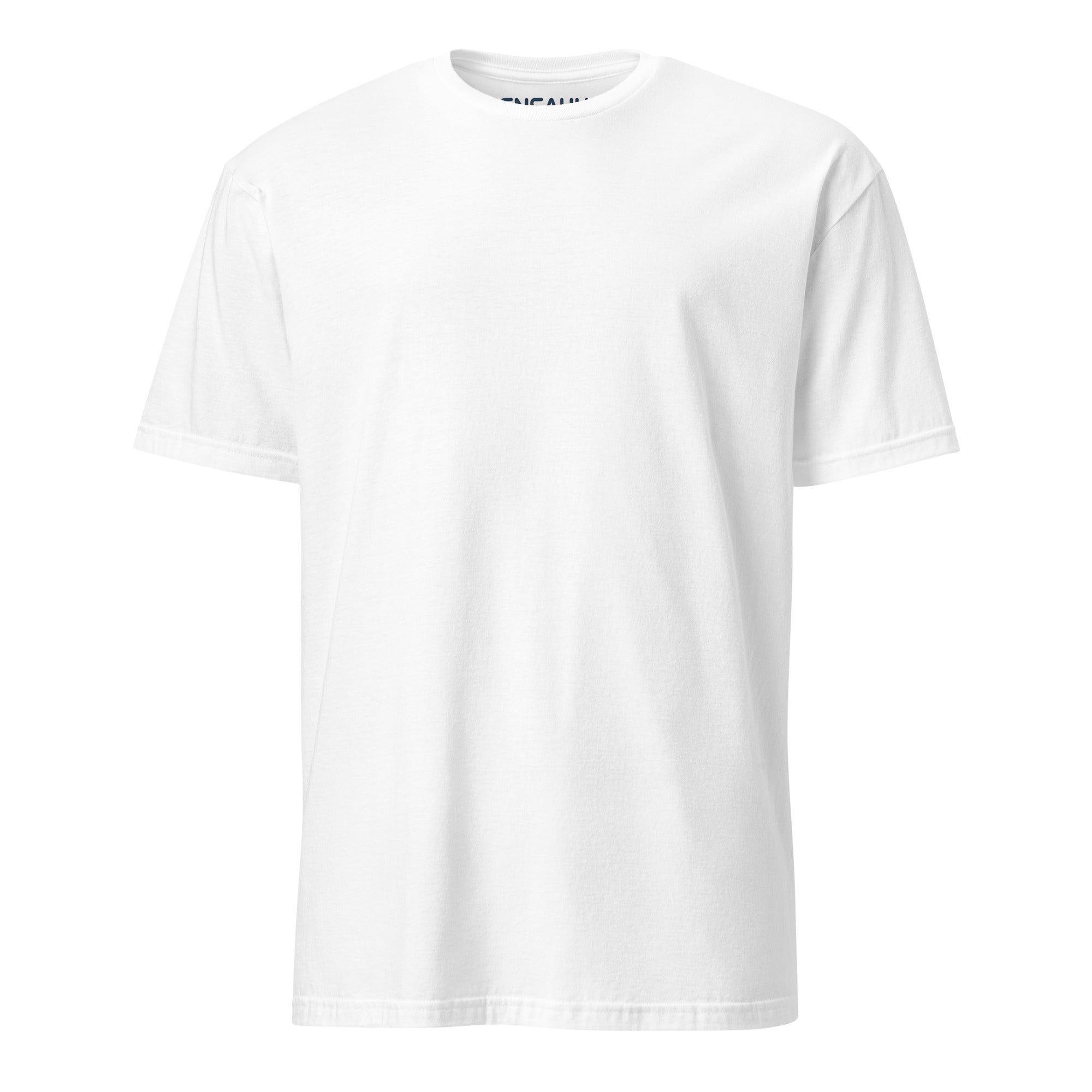 White  soft-style t-shirt on a white background