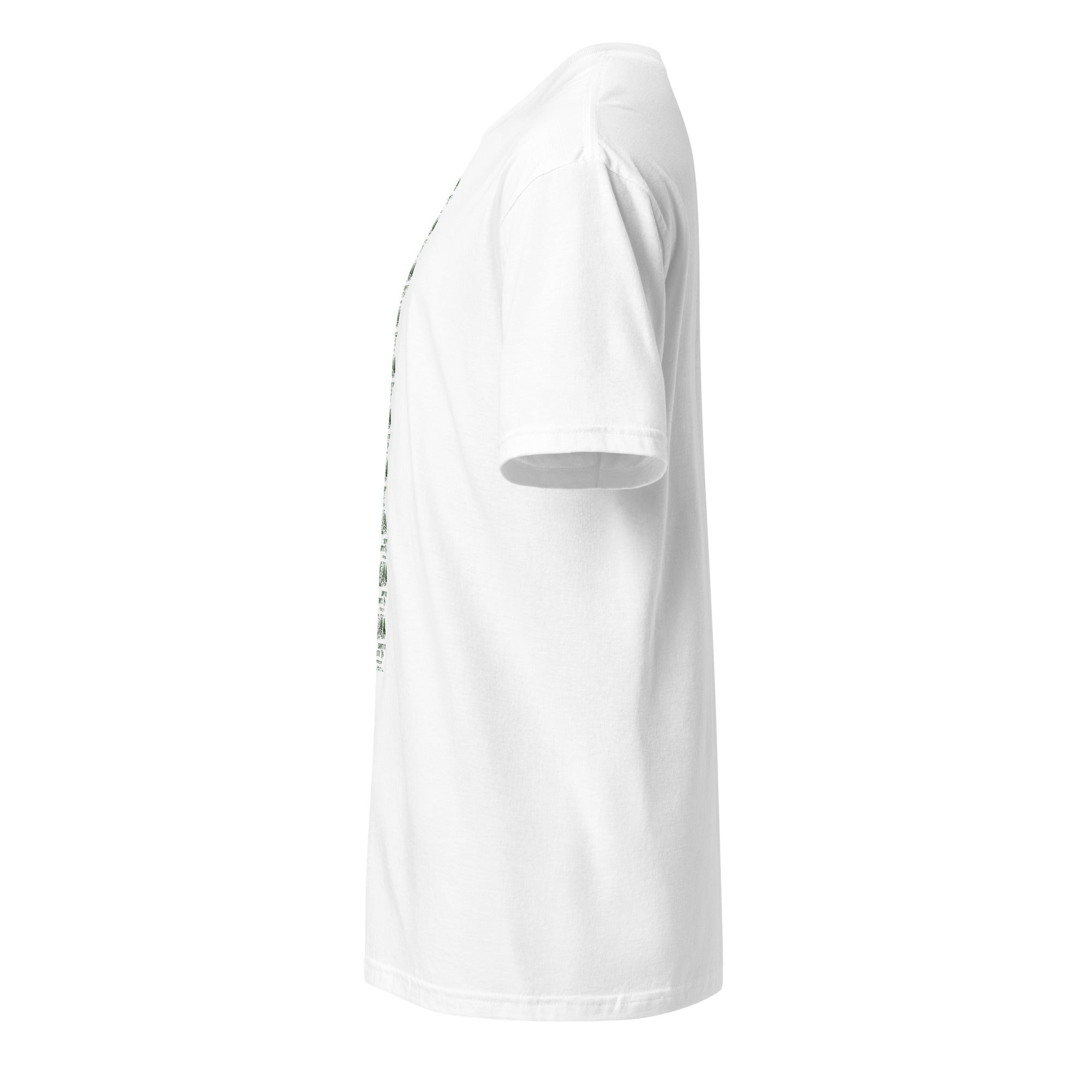 White t-shirt on a white background (left).