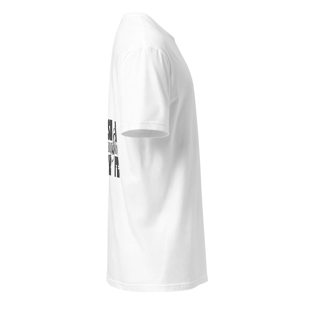 White t-shirt on a white background (right).