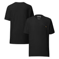 Black  t-shirt minimalist design at the top left of the tee inspired by the Ghana flag on a white background (front and back)