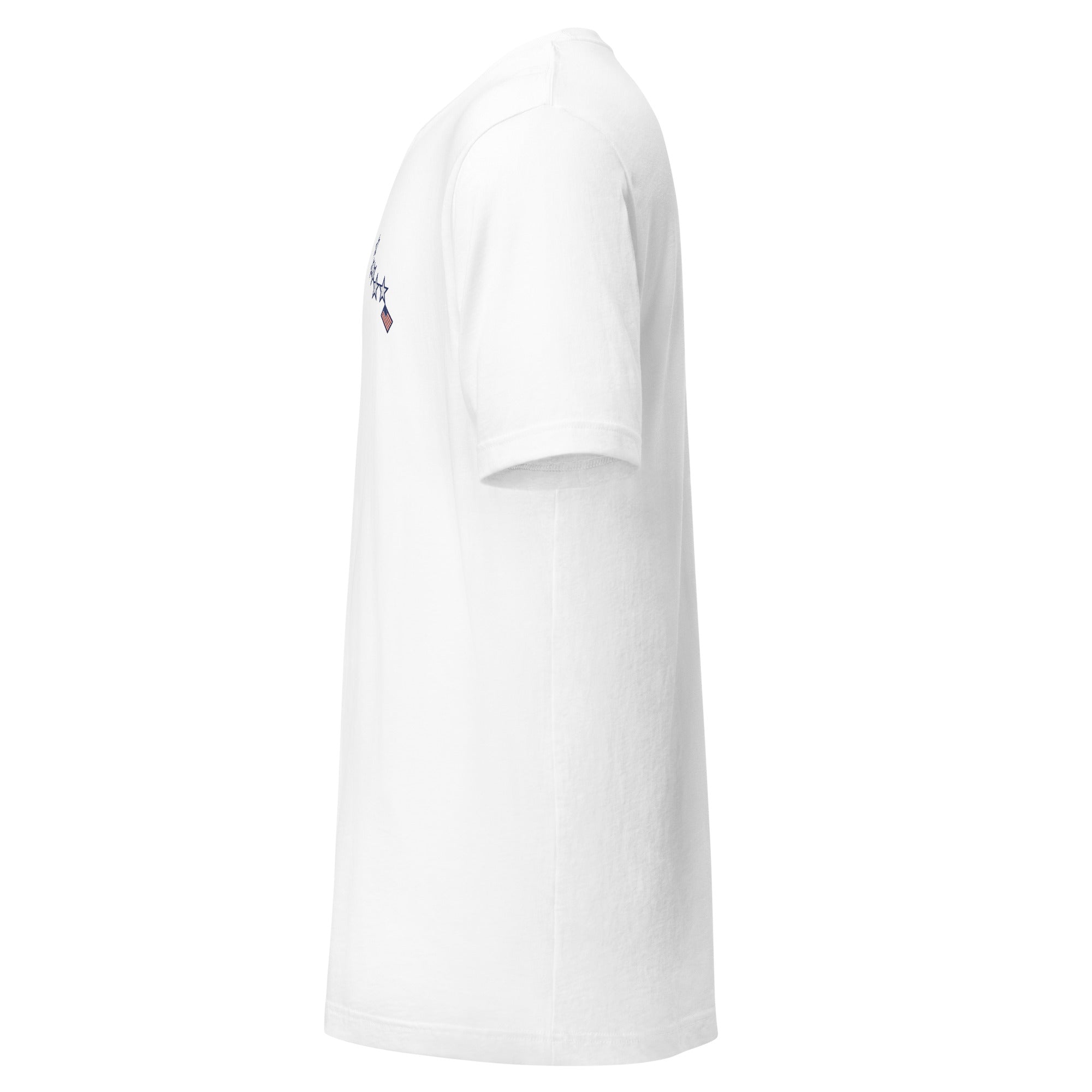White t-shirt on a white background (left).